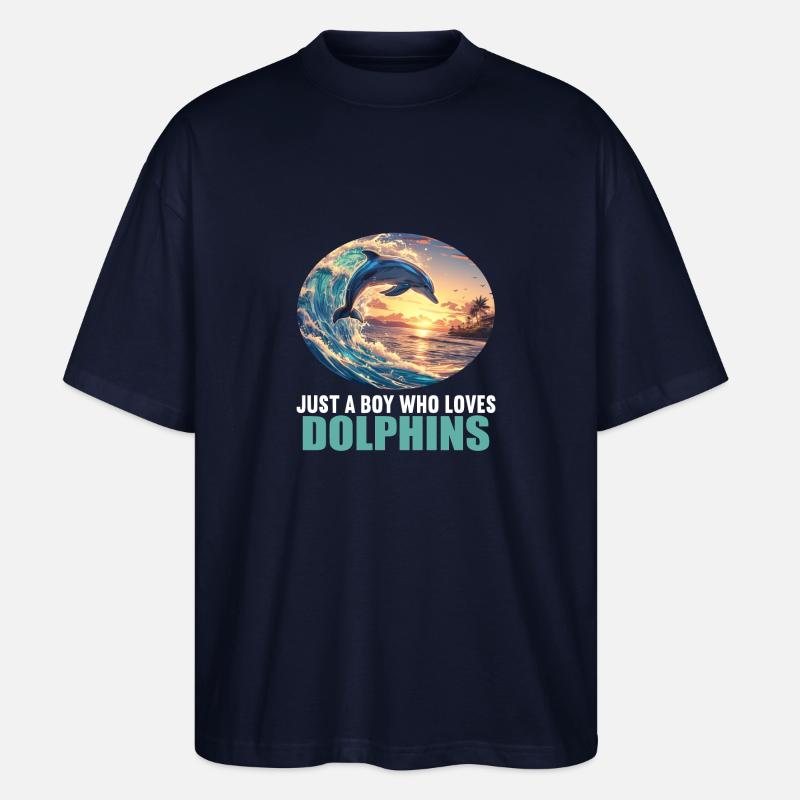 Dolphin Dolphins Dolphin - Stanley/Stella Oversized Unisex Organic T-shirt Blaster 2.0 - navy