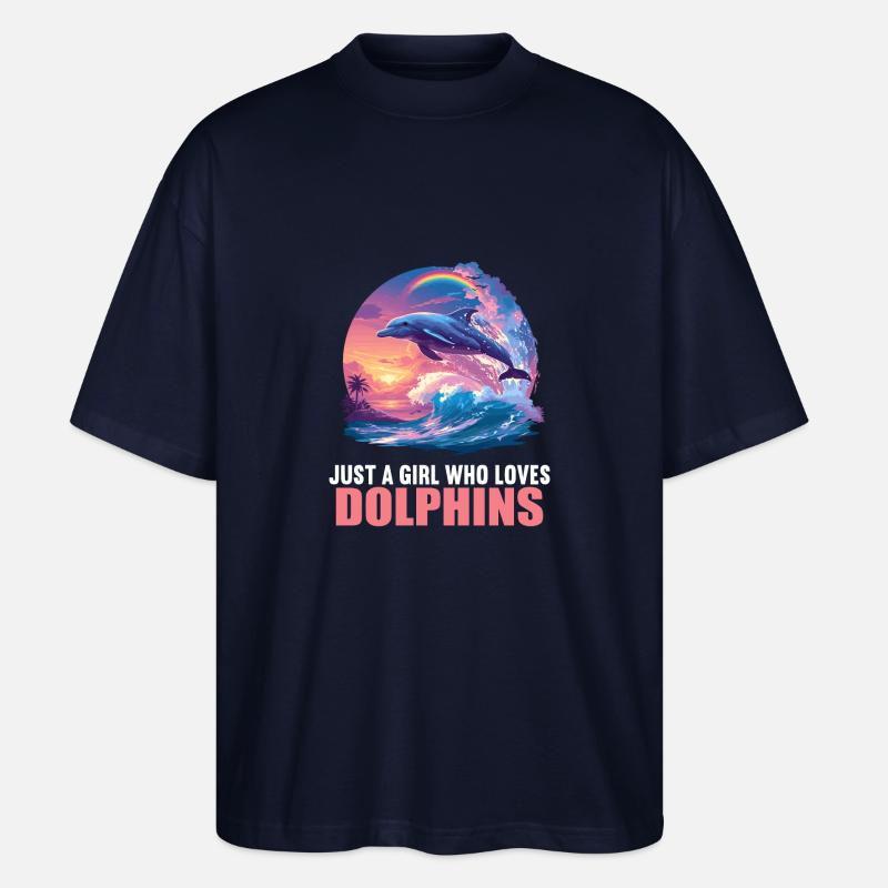 Dolphin Delfine Delfin - Stanley/Stella Oversized Unisex Bio T-Shirt Blaster 2.0 - Navy