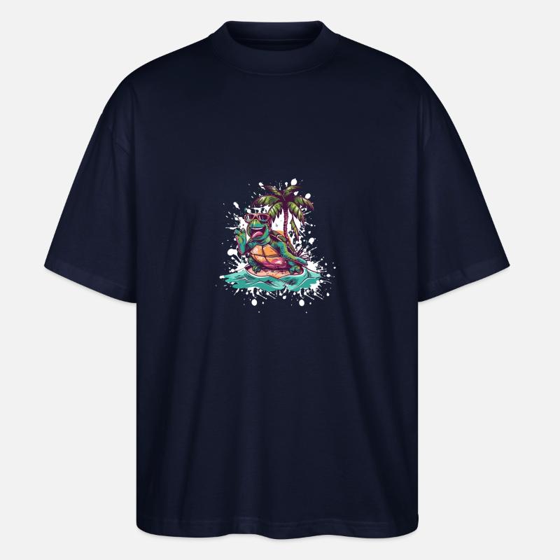 Turtle Island Palm Tree - Stanley/Stella Oversized Unisex Organic T-shirt Blaster 2.0 - navy
