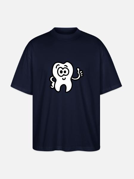 Tooth - thumbs up - Stanley/Stella Oversized Unisex Organic T-shirt Blaster 2.0 - navy