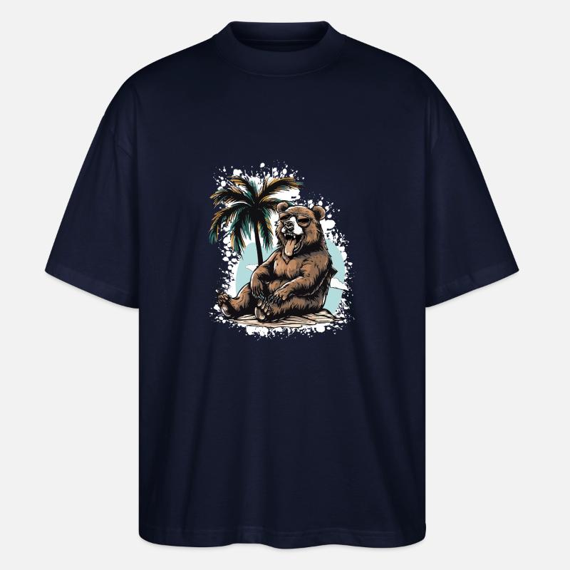 Bear Island Palm Tree - Stanley/Stella Oversized Unisex Organic T-shirt Blaster 2.0 - navy