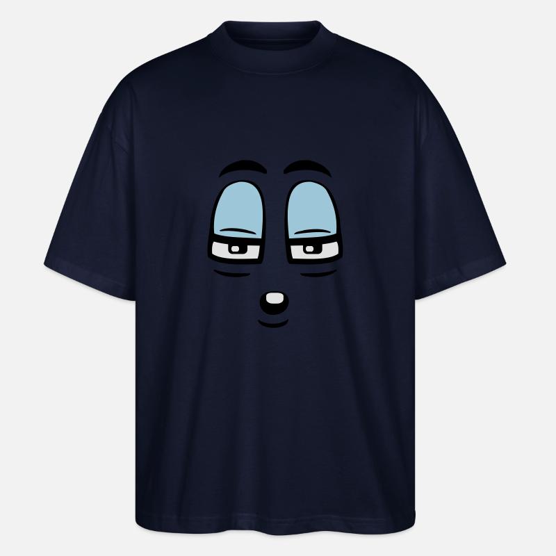Skeptical Comic Face Judgmental Gaze - Stanley/Stella Oversized Unisex Organic T-shirt Blaster 2.0 - navy