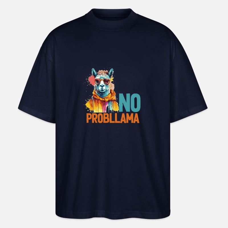 Kein Problem, Lama - Stanley/Stella Oversized Unisex Bio T-Shirt Blaster 2.0 - Navy