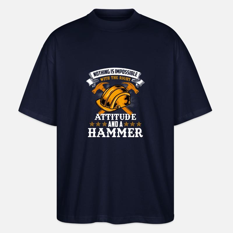 construction worker hammer - Stanley/Stella Oversized Unisex Organic T-shirt Blaster 2.0 - navy