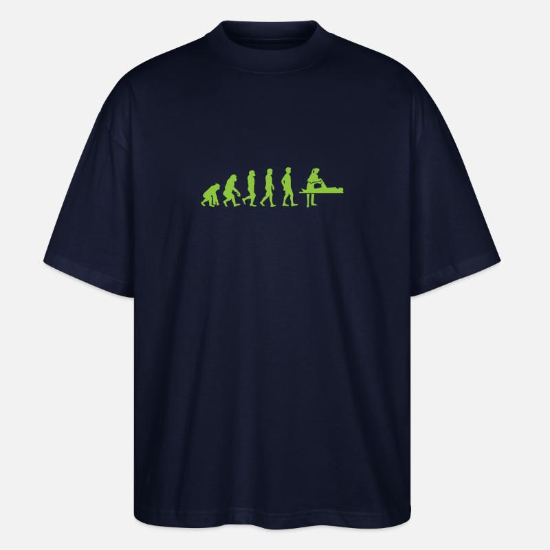 Evolution - Physiotherapist - Funny - Gift - Stanley/Stella Oversized Unisex Organic T-shirt Blaster 2.0 - navy