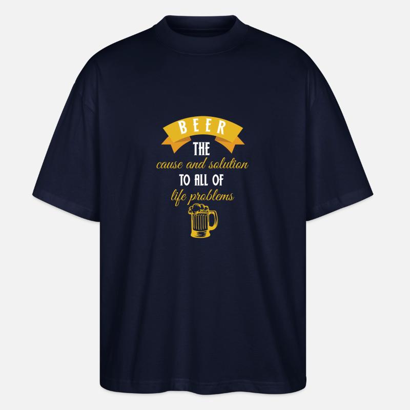 Bier - Biere - Biertrinker - Bierglas - Problem - Stanley/Stella Oversized Unisex Bio T-Shirt Blaster 2.0 - Navy
