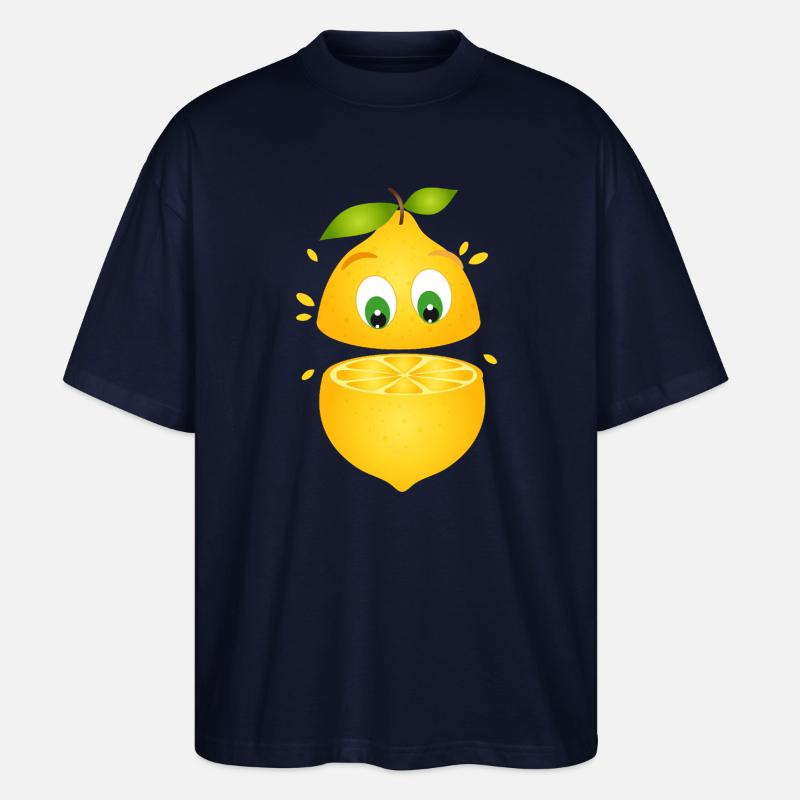 Überraschte Zitrone – Fruchtiger Comicspaß - Stanley/Stella Oversized Unisex Bio T-Shirt Blaster 2.0 - Navy