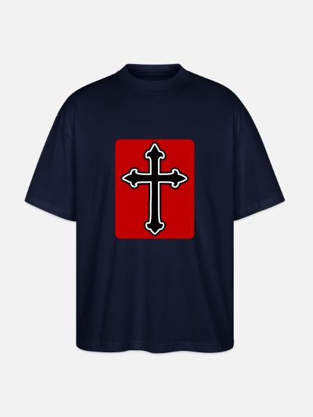 Cross symbol - Stanley/Stella Oversized Unisex Organic T-shirt Blaster 2.0 - navy