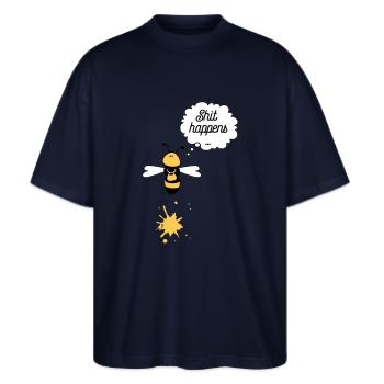 Shit happens Biene - Stanley/Stella Oversized Unisex Bio T-Shirt Blaster 2.0 - Navy - Vorne - Alina (178cm) & Michal (187cm)