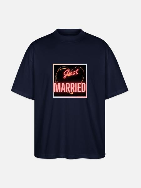 JUST MARRIED,VIVE LES MARIES,EVJF,SAINT VALENTIN - T-shirt bio Blaster 2.0 coupe oversize Stanley/Stella Unisexe - marine