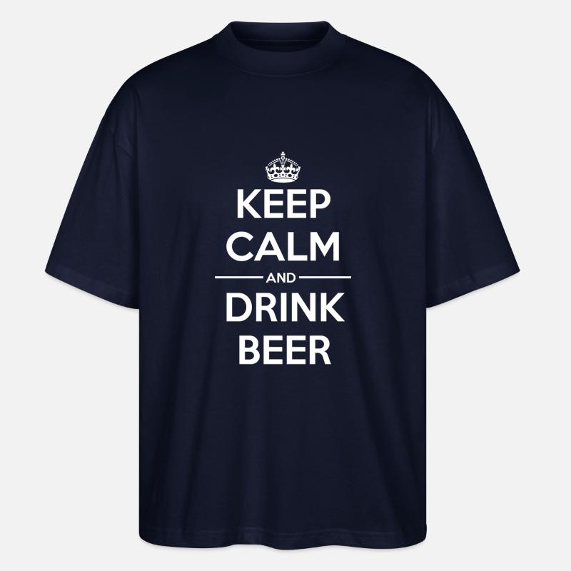 Drinks Keep calm Beer - Stanley/Stella Oversized Unisex Organic T-shirt Blaster 2.0 - navy