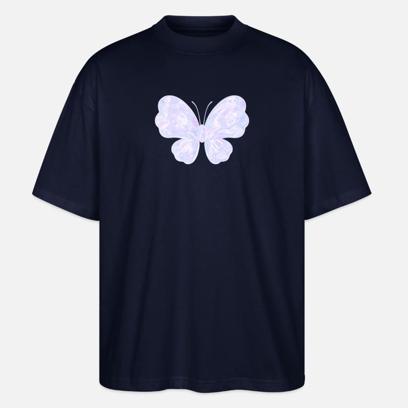 Pastell-glitzernder Schmetterling - Stanley/Stella Oversized Unisex Bio T-Shirt Blaster 2.0 - Navy