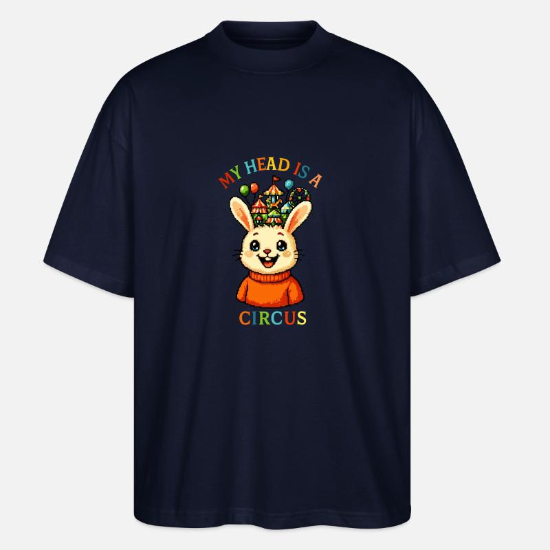 Mitt huvud är en cirkus - Ekologisk Oversized T-shirt Unisex Stanley/Stella Blaster 2.0 - marinblått