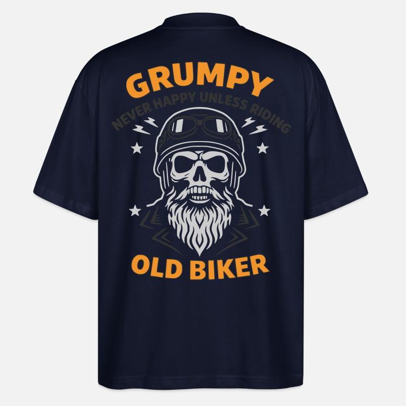 Grumpy Old Biker Skull - T-shirt bio Blaster 2.0 coupe oversize Stanley/Stella Unisexe - marine