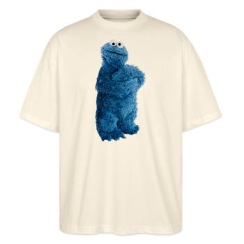 Sesamstraße Krümelmonster Pose - Stanley/Stella Oversized Unisex Bio T-Shirt Blaster 2.0 - Natur - Vorne - Alina (178cm) & Michal (187cm)