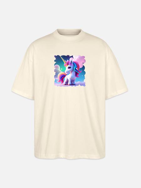 Einhorn in den Wolken - Stanley/Stella Oversized Unisex Bio T-Shirt Blaster 2.0 - Natur