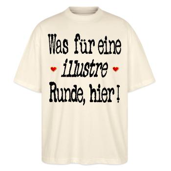 ILLUSTRE RUNDE HUMOR TEAM GRUPPE - Stanley/Stella Oversized Unisex Bio T-Shirt Blaster 2.0 - Natur - Vorne - Alina (178cm) & Michal (187cm)