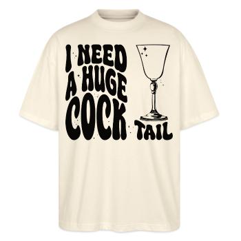 I Need A Huge Cocktail funny adult humor - Stanley/Stella Oversized Unisex Bio T-Shirt Blaster 2.0 - Natur - Vorne - Alina (178cm) & Michal (187cm)