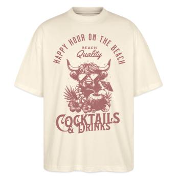 Happy Hour on the Beach – Tropical Vibes & Cocktai - Stanley/Stella Oversized Unisex Bio T-Shirt Blaster 2.0 - Natur - Vorne - Alina (178cm) & Michal (187cm)