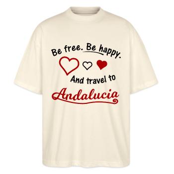 Andalusien in Süd Spanien - Stanley/Stella Oversized Unisex Bio T-Shirt Blaster 2.0 - Natur - Vorne - Alina (178cm) & Michal (187cm)