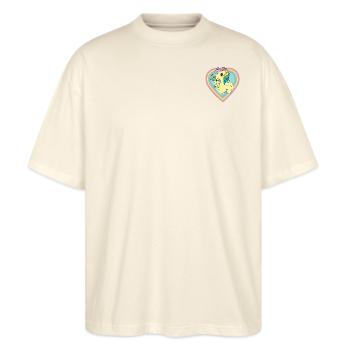 My Little Pony Retro Pony Im Regenbogen-Herz - Stanley/Stella Oversized Unisex Bio T-Shirt Blaster 2.0 - Natur - Vorne - Alina (178cm) & Michal (187cm)
