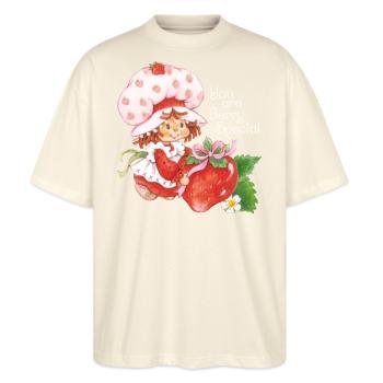 Emily Erdbeer You Are Berry Special Süßer Spruch - Stanley/Stella Oversized Unisex Bio T-Shirt Blaster 2.0 - Natur - Vorne - Alina (178cm) & Michal (187cm)