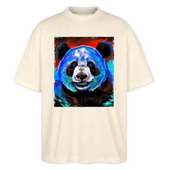 Panda Porträt - Stanley/Stella Oversized Unisex Bio T-Shirt Blaster 2.0 - Natur - Vorne - Alina (178cm) & Michal (187cm)