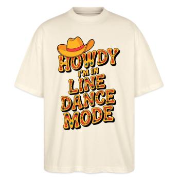 Howdy Line Dance Country buntes Linedance Design - Stanley/Stella Oversized Unisex Bio T-Shirt Blaster 2.0 - Natur - Vorne - Alina (178cm) & Michal (187cm)