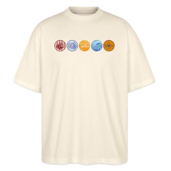 "Ein Mädchen Namens Willow" 4 Elemente Mit Logo - Stanley/Stella Oversized Unisex Bio T-Shirt Blaster 2.0 - Natur - Vorne - Alina (178cm) & Michal (187cm)