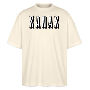 Xanax-Grafik - Stanley/Stella Oversized Unisex Bio T-Shirt Blaster 2.0 - Natur - Vorne - Alina (178cm) & Michal (187cm)