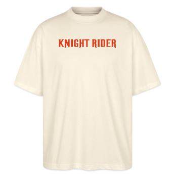 Knight Rider Logo - Stanley/Stella Oversized Unisex Bio T-Shirt Blaster 2.0 - Natur - Vorne - Alina (178cm) & Michal (187cm)