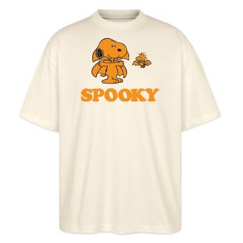 Peanuts Spooky Halloween - Stanley/Stella Oversized Unisex Bio T-Shirt Blaster 2.0 - Natur - Vorne - Alina (178cm) & Michal (187cm)