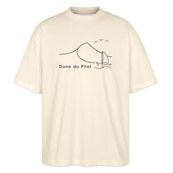 Dune du Pilat - Stanley/Stella Oversized Unisex Bio T-Shirt Blaster 2.0 - Natur - Vorne - Alina (178cm) & Michal (187cm)