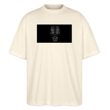 Schwarzweissundeinwenigfarbe ascii - Stanley/Stella Oversized Unisex Bio T-Shirt Blaster 2.0 - Natur - Vorne - Alina (178cm) & Michal (187cm)