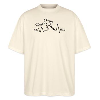 Tennis, Tennisfans, Tischtennis, Tennismann, Geschenk - Stanley/Stella Oversized Unisex Bio T-Shirt Blaster 2.0 - Natur - Vorne - Alina (178cm) & Michal (187cm)