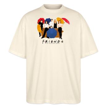 Friends Regenschirme Pose - Stanley/Stella Oversized Unisex Bio T-Shirt Blaster 2.0 - Natur - Vorne - Alina (178cm) & Michal (187cm)