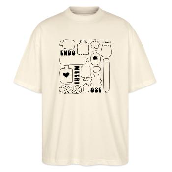 Endo Wärmflaschen [schwarz] - Stanley/Stella Oversized Unisex Bio T-Shirt Blaster 2.0 - Natur - Vorne - Alina (178cm) & Michal (187cm)
