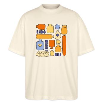 EndoWärmflaschen [orange] - Stanley/Stella Oversized Unisex Bio T-Shirt Blaster 2.0 - Natur - Vorne - Alina (178cm) & Michal (187cm)