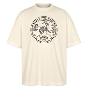 Fenriswolf, Fenrir, Wolf, nordischen Mythologie - Stanley/Stella Oversized Unisex Bio T-Shirt Blaster 2.0 - Natur - Vorne - Alina (178cm) & Michal (187cm)