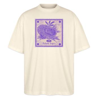 Authentic Tropics Fruchtbild - Stanley/Stella Oversized Unisex Bio T-Shirt Blaster 2.0 - Natur - Vorne - Alina (178cm) & Michal (187cm)