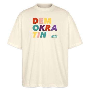 Demokratin bunt - Stanley/Stella Oversized Unisex Bio T-Shirt Blaster 2.0 - Natur - Vorne - Alina (178cm) & Michal (187cm)