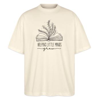 Helping little Minds Grow - Stanley/Stella Oversized Unisex Bio T-Shirt Blaster 2.0 - Natur - Vorne - Alina (178cm) & Michal (187cm)