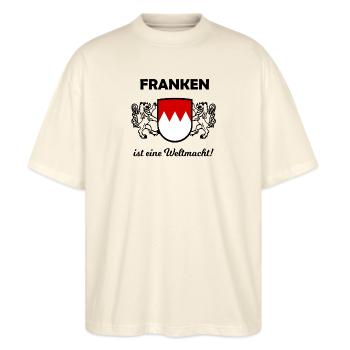 Die Franken kommen - Stanley/Stella Oversized Unisex Bio T-Shirt Blaster 2.0 - Natur - Vorne - Alina (178cm) & Michal (187cm)