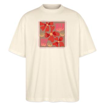 Mocha Mousse Minimal - Stanley/Stella Oversized Unisex Bio T-Shirt Blaster 2.0 - Natur - Vorne - Alina (178cm) & Michal (187cm)