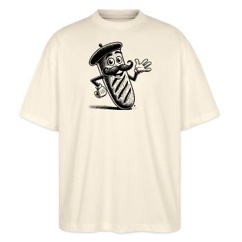 Das französische Baguette - Stanley/Stella Oversized Unisex Bio T-Shirt Blaster 2.0 - Natur - Vorne - Alina (178cm) & Michal (187cm)