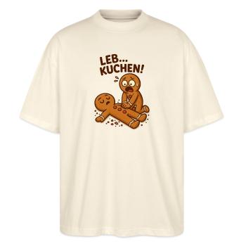 Lebkuchen Wortspiel Weihnachts - Stanley/Stella Oversized Unisex Bio T-Shirt Blaster 2.0 - Natur - Vorne - Alina (178cm) & Michal (187cm)