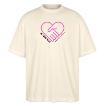 AWARENESS HERZ - pink - Stanley/Stella Oversized Unisex Bio T-Shirt Blaster 2.0 - Natur - Vorne - Alina (178cm) & Michal (187cm)