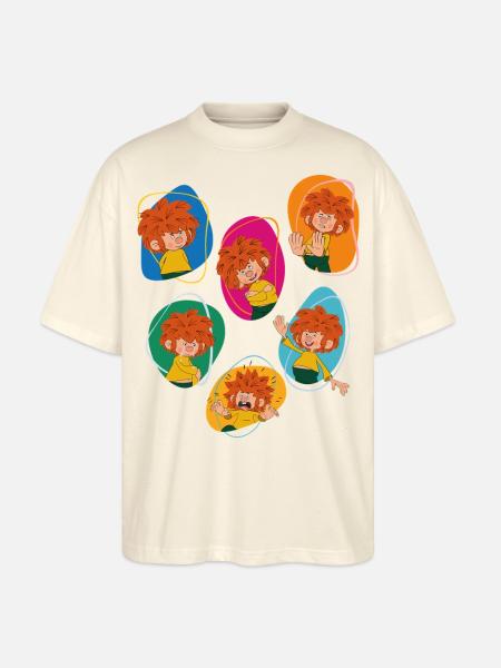 Pumuckl Zeigt Verschiedene Emotionen - Stanley/Stella Oversized Unisex Bio T-Shirt Blaster 2.0 - Natur
