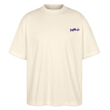 Genesis Bandlogo Als Stick-Design - Stanley/Stella Oversized Unisex Bio T-Shirt Blaster 2.0 - Natur - Vorne - Alina (178cm) & Michal (187cm)