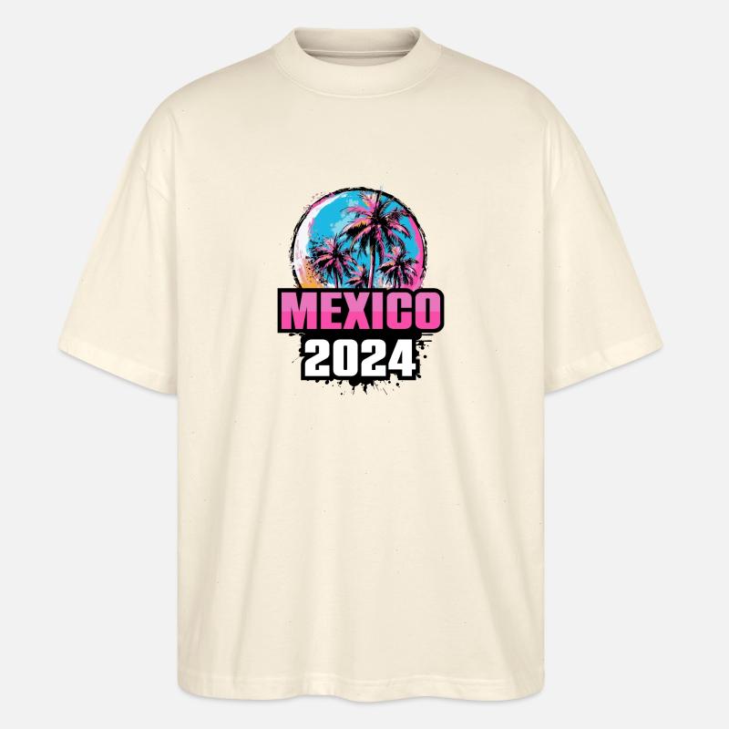 Mexico 2024 Palm Trees - Stanley/Stella Oversized Unisex Organic T-shirt Blaster 2.0 - soft Ecru
